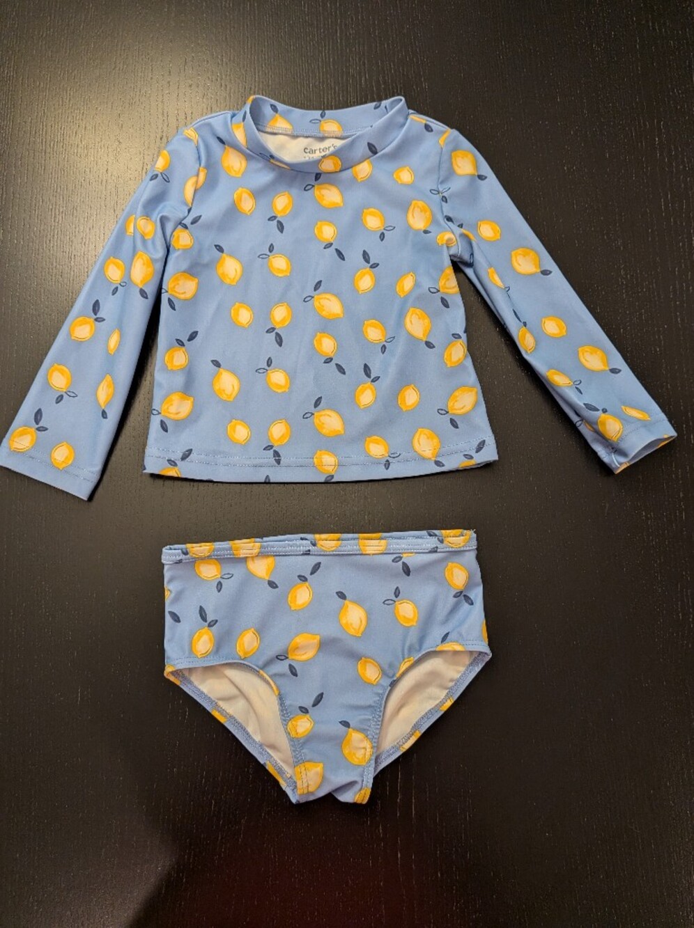 Carter's Blue Rash Guard Set with Yellow Lemon Print